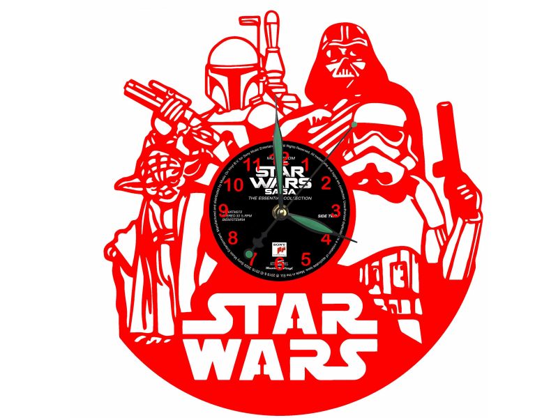 STAR WARS ZEGAR ŚCIENNY GWIEZDNE WOJNY PŁYTA WINYLOWA DLA NIEJ DLA NIEGO UPOMINEK PREZENT URODZINY EVEVO EVEVO.PL W0005