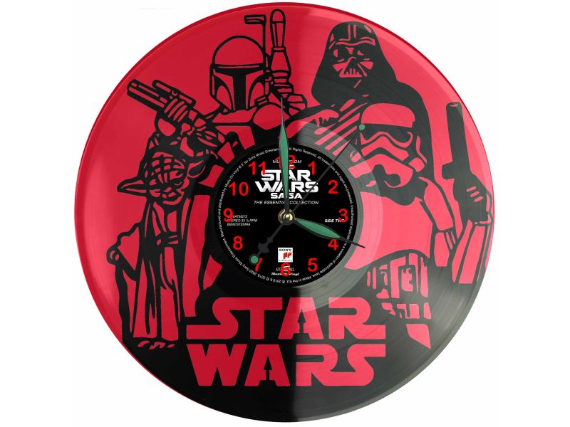 STAR WARS ZEGAR ŚCIENNY GWIEZDNE WOJNY PŁYTA WINYLOWA DLA NIEJ DLA NIEGO UPOMINEK PREZENT URODZINY EVEVO EVEVO.PL W0005