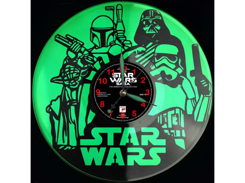 STAR WARS ZEGAR ŚCIENNY GWIEZDNE WOJNY PŁYTA WINYLOWA DLA NIEJ DLA NIEGO UPOMINEK PREZENT URODZINY EVEVO EVEVO.PL W0005