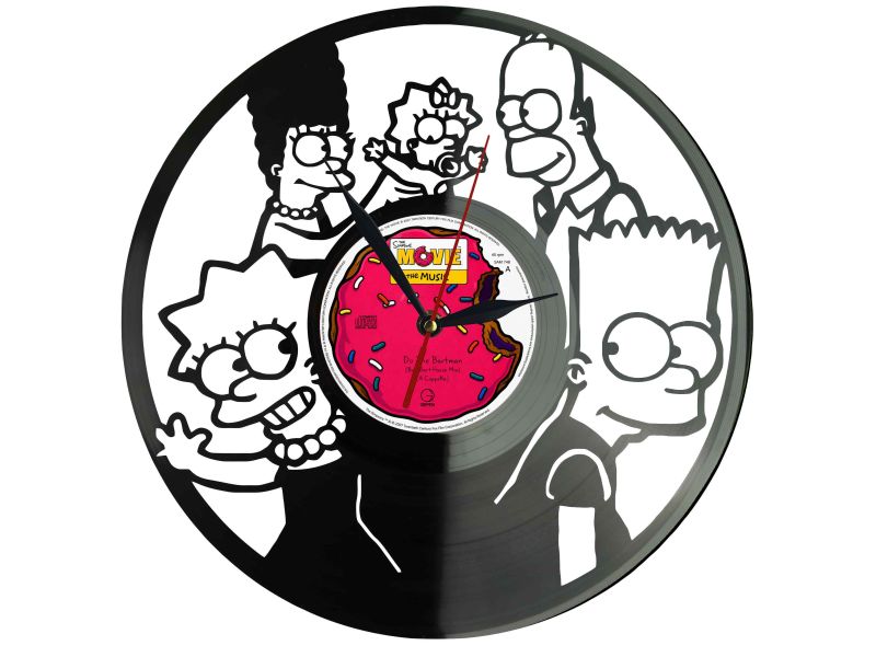 The Simpsons Winyl Zegar Ścienny Płyta Winylowa Unikalna Dekoracja Dla Fanów Muzyki Prezent Upominek Gift EVEVO F0008