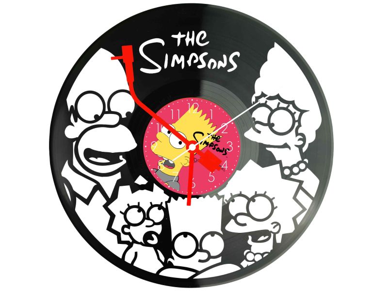 The Simpsons Winyl Zegar Ścienny Płyta Winylowa Unikalna Dekoracja Dla Fanów Muzyki Prezent Upominek Gift EVEVO F0014