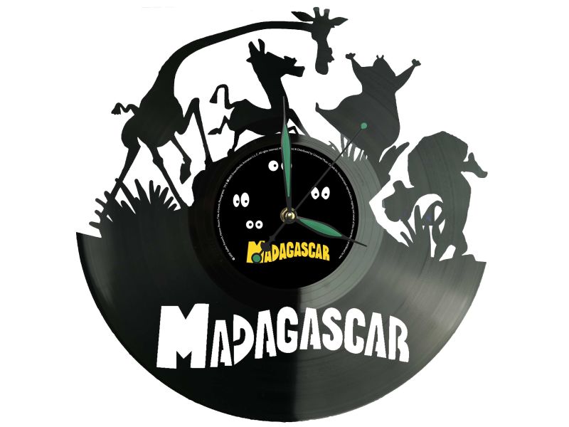 Madagaskar Winyl Zegar Ścienny Płyta Winylowa Unikalna Dekoracja Dla Fanów Muzyki Prezent Upominek Gift EVEVO F0026