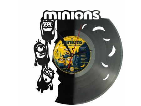 Minions Minionki Winyl Zegar Ścienny Płyta Winylowa Unikalna Dekoracja Dla Fanów Muzyki Prezent Upominek Gift EVEVO F0027