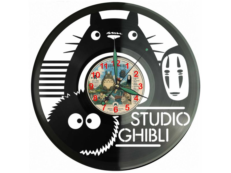 Studio Ghibli Winyl Zegar Ścienny Płyta Winylowa Unikalna Dekoracja Dla Fanów Muzyki Prezent Upominek Gift EVEVO F0033