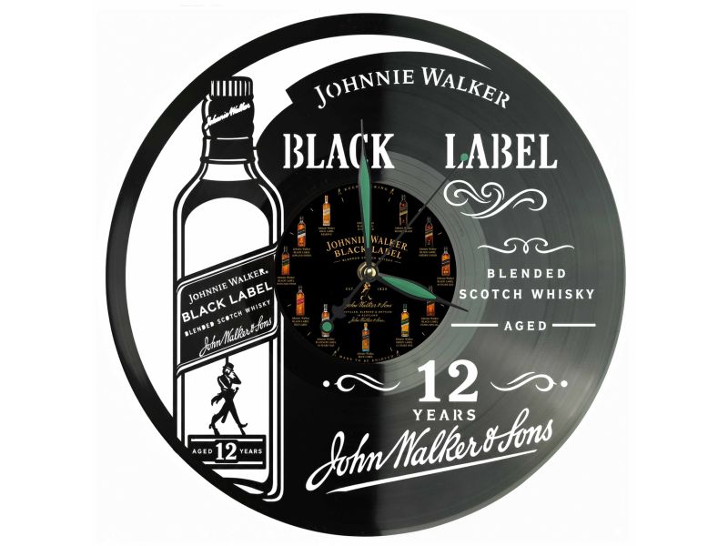Johnnie Walker Winyl Zegar Ścienny Płyta Winylowa Unikalna Dekoracja Dla Fanów Muzyki Prezent Upominek Gift EVEVO F0042