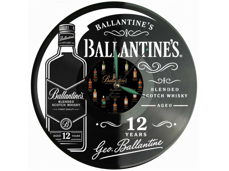 Ballantine's Winyl Zegar Ścienny Płyta Winylowa Unikalna Dekoracja Dla Fanów Muzyki Prezent Upominek Gift EVEVO F0043