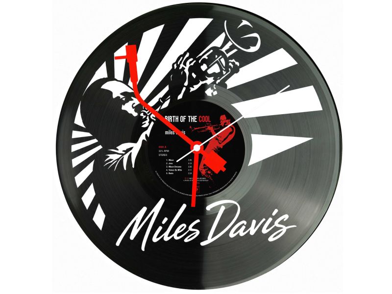 Miles Davis Winyl Zegar Ścienny Płyta Winylowa Unikalna Dekoracja Dla Fanów Muzyki Prezent Upominek Gift EVEVO Z0157