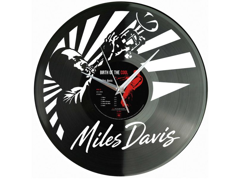 Miles Davis Winyl Zegar Ścienny Płyta Winylowa Unikalna Dekoracja Dla Fanów Muzyki Prezent Upominek Gift EVEVO Z0157