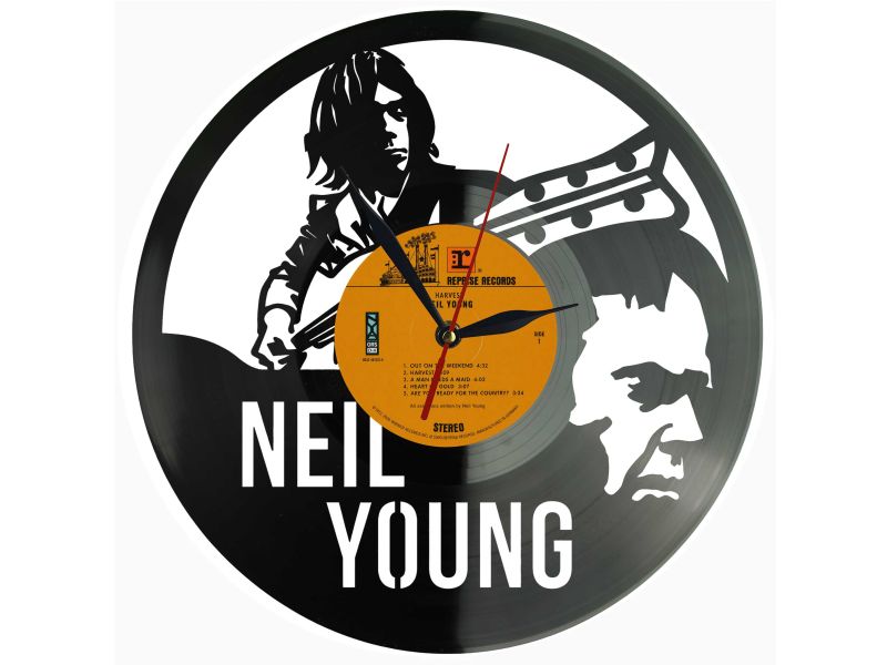 Neil Young Winyl Zegar Ścienny Płyta Winylowa Unikalna Dekoracja Dla Fanów Muzyki Prezent Upominek Gift EVEVO Z0173