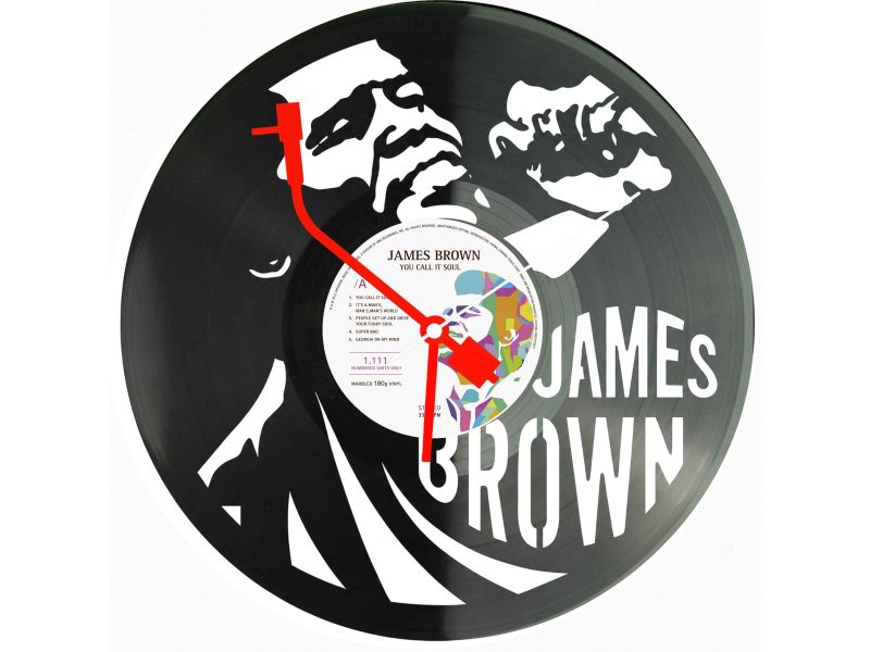 James Brown Winyl Zegar Ścienny Płyta Winylowa Unikalna Dekoracja Dla Fanów Muzyki Prezent Upominek Gift EVEVO Z0189