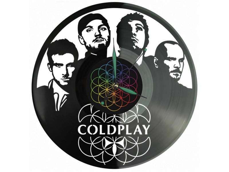 Coldplay Winyl Zegar Ścienny Płyta Winylowa Unikalna Dekoracja Dla Fanów Muzyki Prezent Upominek Gift EVEVO Z0195