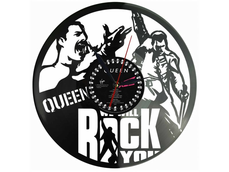 Queen Winyl Zegar Ścienny Płyta Winylowa Unikalna Dekoracja Dla Fanów Muzyki Prezent Upominek Gift EVEVO Z0201