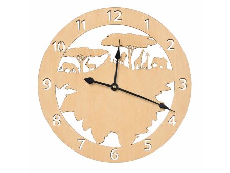 Sawanna Afryka Zegar Ścienny Drewniany Dekoracyjny Nowoczesny Prezent Upominek 50x50cm D0001