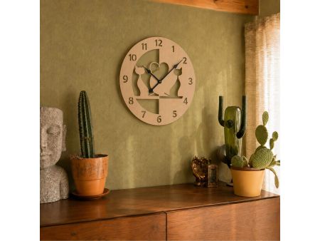 Kot Koty Zegar Ścienny Drewniany Dekoracyjny Nowoczesny Prezent Upominek 50x50 cm Cichy Mechanizm D0001