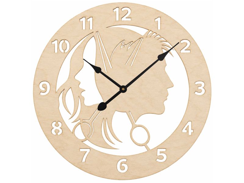 Salon Fryzjerski Zegar Ścienny Drewniany Dekoracyjny Nowoczesny Prezent Upominek 50x50 cm Cichy Mechanizm D0003