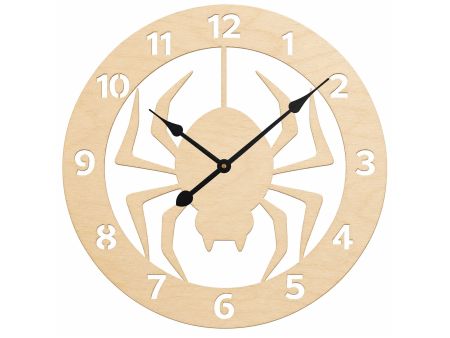 Pająk Zegar Ścienny Drewniany Dekoracyjny Nowoczesny Prezent Upominek 50x50 cm Cichy Mechanizm D0006