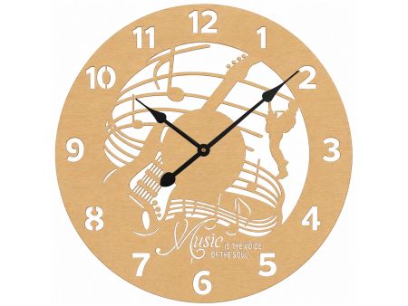 Muzyka Zegar Ścienny Drewniany Dekoracyjny Nowoczesny Prezent Upominek 50x50 cm Cichy Mechanizm D0007