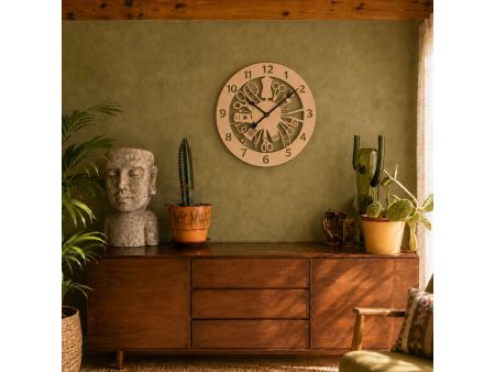 Zegar Krawcowej Ścienny Drewniany Dekoracyjny Nowoczesny Prezent Upominek 50x50 cm Cichy Mechanizm D0008