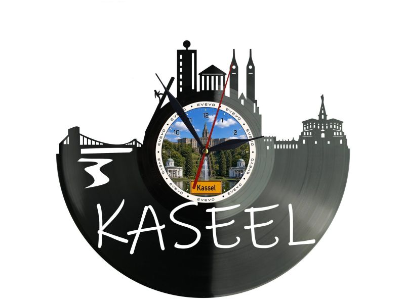 Kassel Miasto Niemcy – Zegar ścienny z płyty winylowej 30x30 cm EVEVO W0070