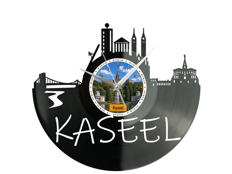 Kassel Miasto Niemcy – Zegar ścienny z płyty winylowej 30x30 cm EVEVO W0070