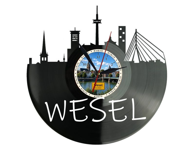 Wesel Miasto Niemcy – Zegar ścienny z płyty winylowej 30x30 cm EVEVO W0075