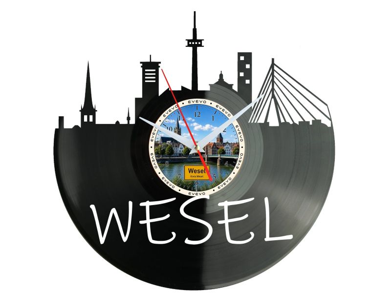 Wesel Miasto Niemcy – Zegar ścienny z płyty winylowej 30x30 cm EVEVO W0075