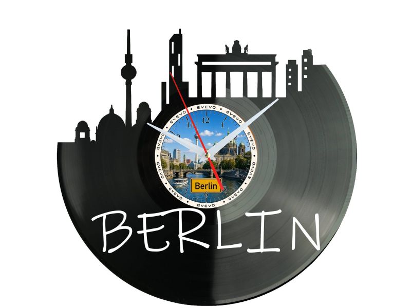Berlin Miasto Niemcy – Zegar ścienny z płyty winylowej 30x30 cm EVEVO W0076