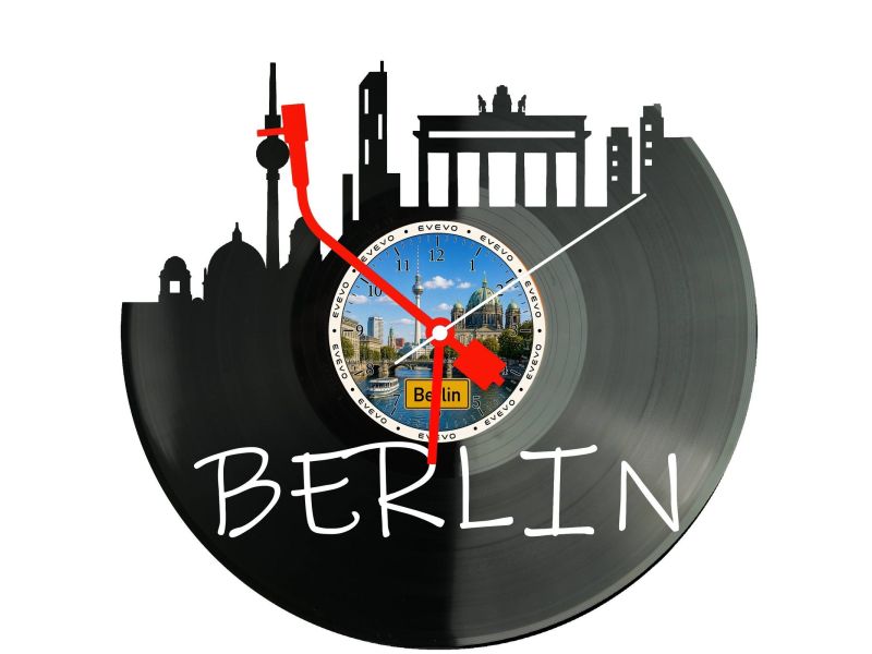 Berlin Miasto Niemcy – Zegar ścienny z płyty winylowej 30x30 cm EVEVO W0076