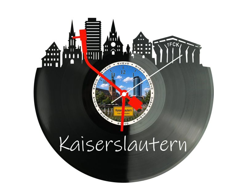 Kaiserslautern Miasto Niemcy – Zegar ścienny z płyty winylowej 30x30 cm EVEVO W0078