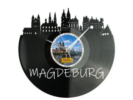 Magdeburg Miasto Niemcy – Zegar ścienny z płyty winylowej 30x30 cm EVEVO W0079