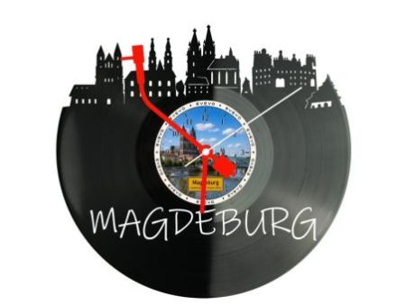 Magdeburg Miasto Niemcy – Zegar ścienny z płyty winylowej 30x30 cm EVEVO W0079