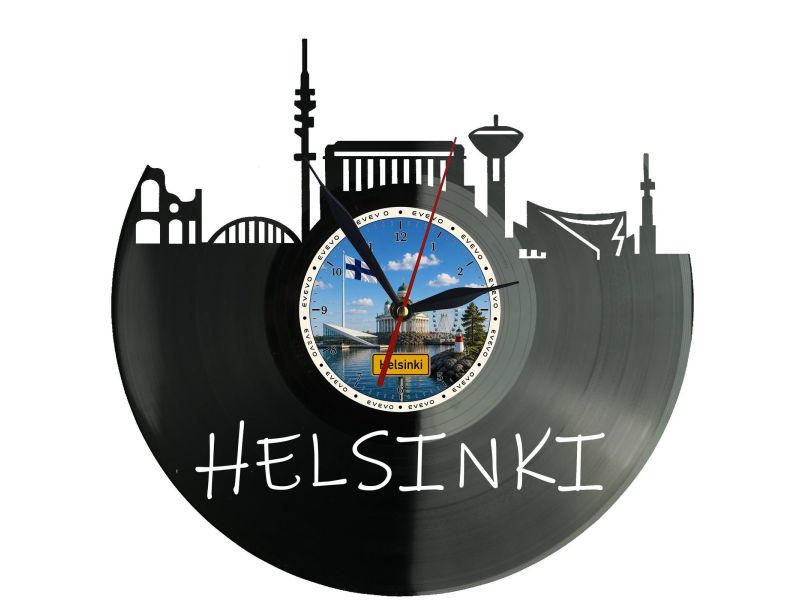 Helsinki Miasto Finlandia – Zegar ścienny z płyty winylowej 30x30 cm EVEVO W0081