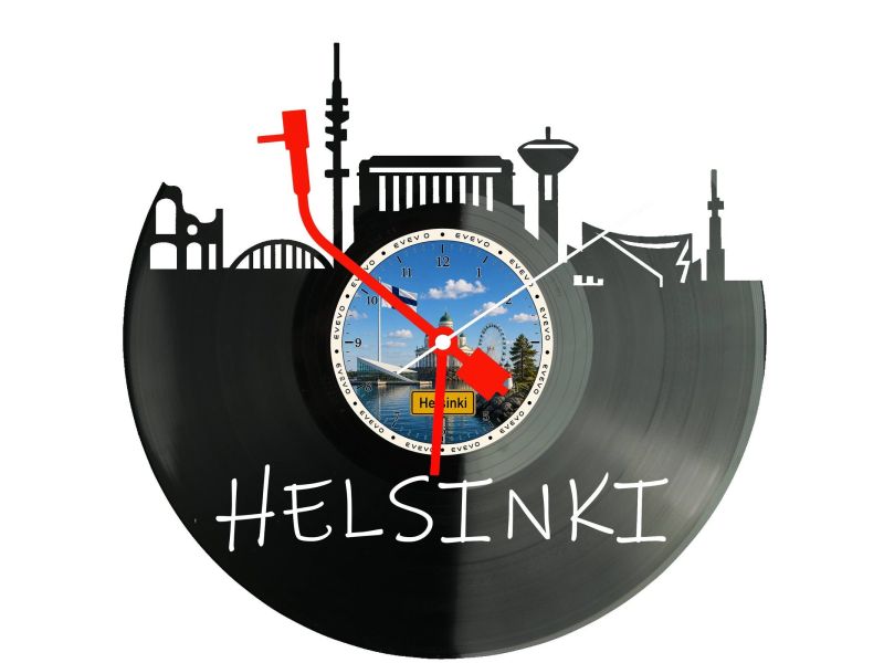 Helsinki Miasto Finlandia – Zegar ścienny z płyty winylowej 30x30 cm EVEVO W0081