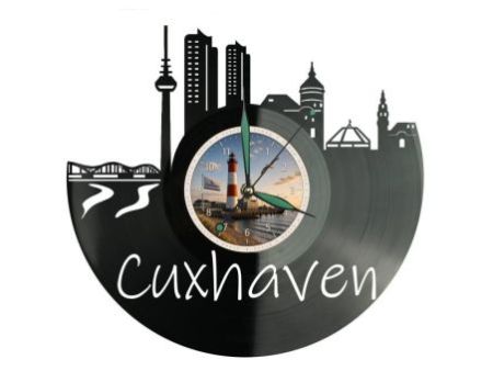 Cuxhaven Miasto Uzdrowisko Niemcy – Zegar ścienny z płyty winylowej 30x30 cm EVEVO W0082