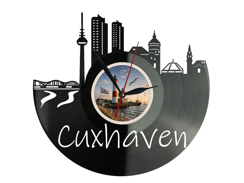 Cuxhaven Miasto Uzdrowisko Niemcy – Zegar ścienny z płyty winylowej 30x30 cm EVEVO W0082