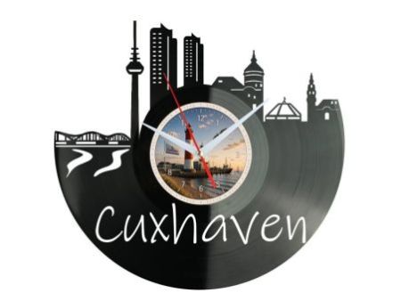 Cuxhaven Miasto Uzdrowisko Niemcy – Zegar ścienny z płyty winylowej 30x30 cm EVEVO W0082