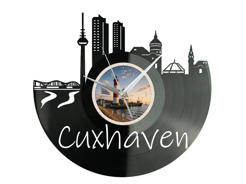 Cuxhaven Miasto Uzdrowisko Niemcy – Zegar ścienny z płyty winylowej 30x30 cm EVEVO W0082