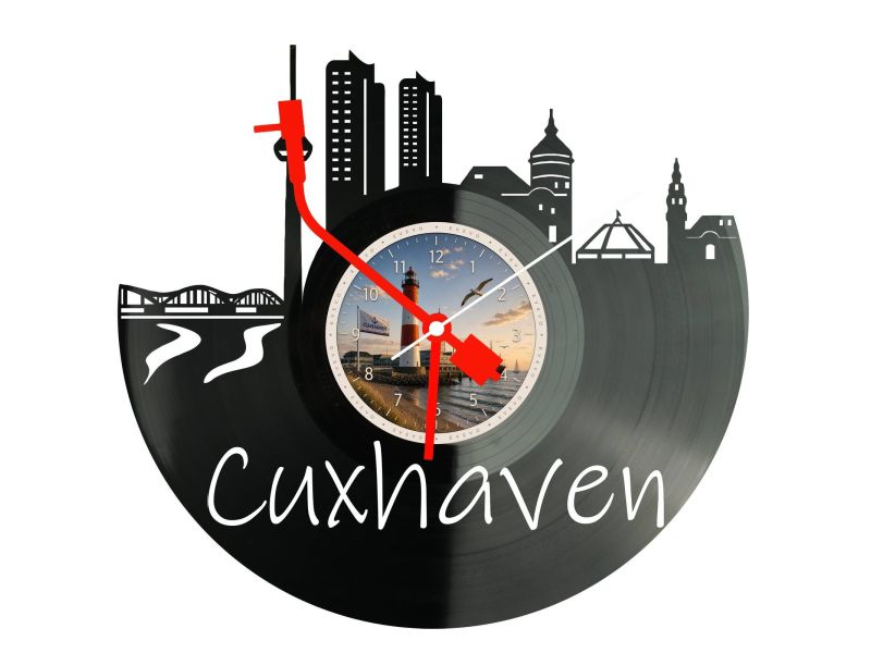 Cuxhaven Miasto Uzdrowisko Niemcy – Zegar ścienny z płyty winylowej 30x30 cm EVEVO W0082