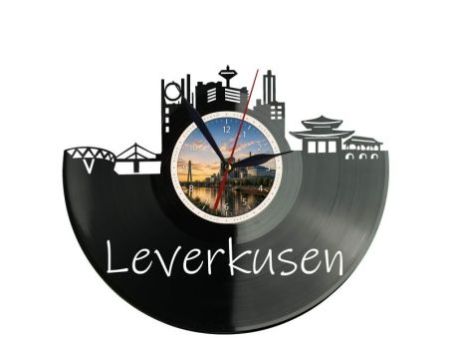 Leverkusen Miasto Niemcy – Zegar ścienny z płyty winylowej 30x30 cm EVEVO W0083