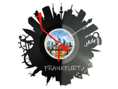 Frankfurt Miasto Niemcy – Zegar ścienny z płyty winylowej 30x30 cm EVEVO W0084