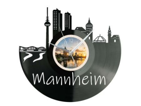 Mannheim Miasto Niemcy – Zegar ścienny z płyty winylowej 30x30 cm EVEVO W0086