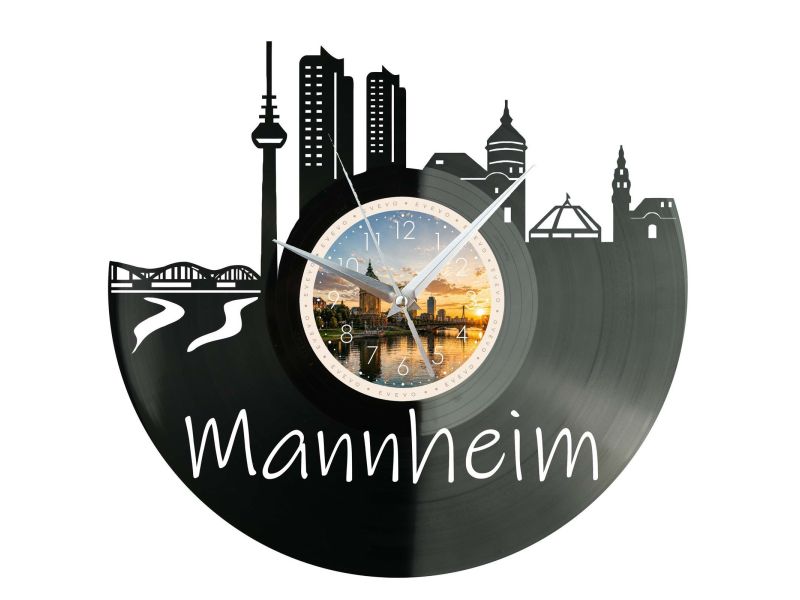 Mannheim Miasto Niemcy – Zegar ścienny z płyty winylowej 30x30 cm EVEVO W0086