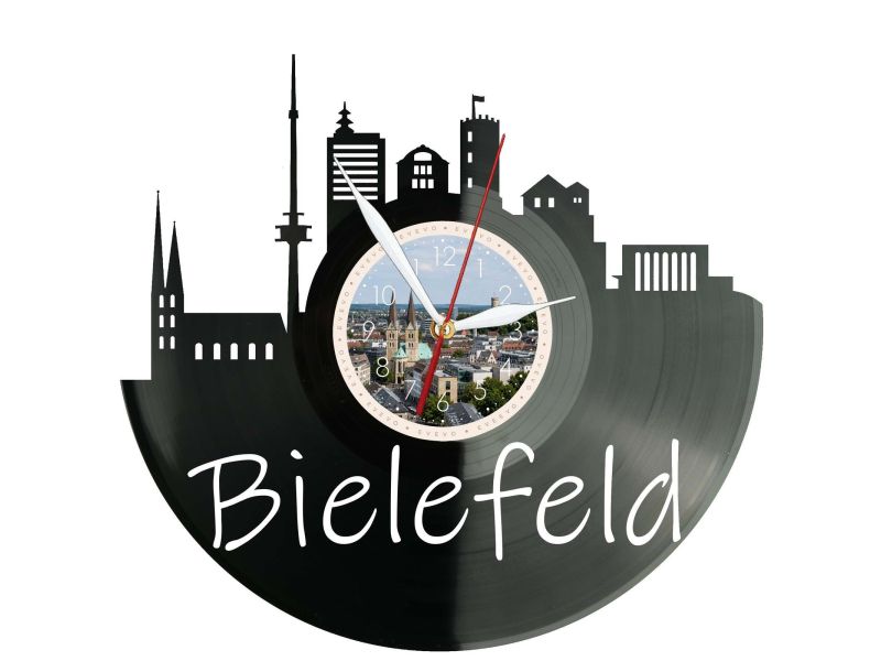 Bielefeld Miasto Niemcy – Zegar ścienny z płyty winylowej 30x30 cm EVEVO W0087