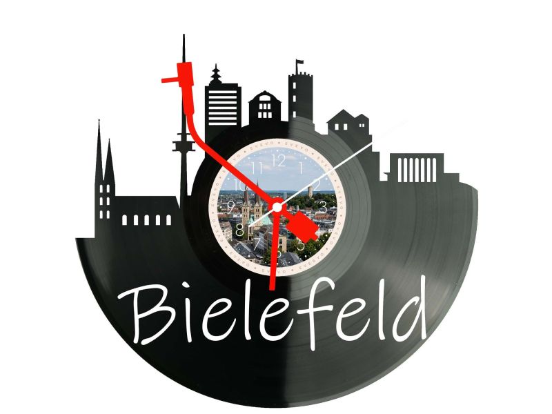 Bielefeld Miasto Niemcy – Zegar ścienny z płyty winylowej 30x30 cm EVEVO W0087