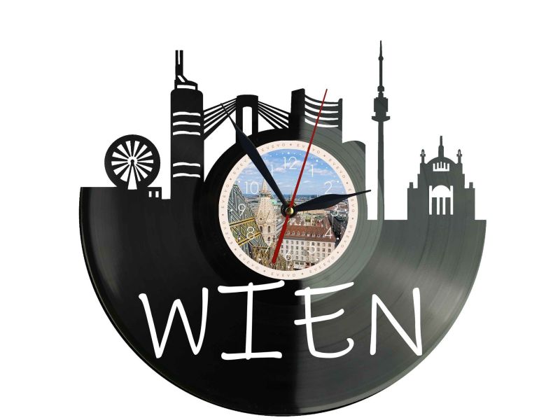 Wien Miasto Austria – Zegar ścienny z płyty winylowej 30x30 cm EVEVO W0089