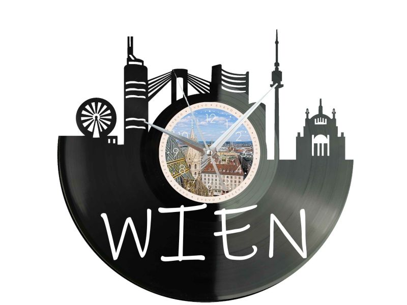 Wien Miasto Austria – Zegar ścienny z płyty winylowej 30x30 cm EVEVO W0089