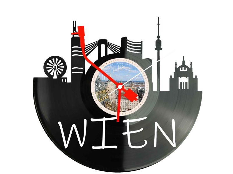 Wien Miasto Austria – Zegar ścienny z płyty winylowej 30x30 cm EVEVO W0089