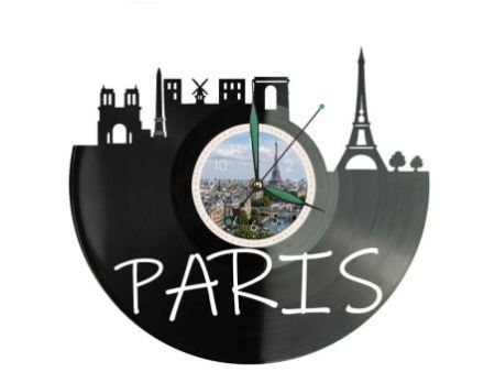 Paris Miasto Francja – Zegar ścienny z płyty winylowej 30x30 cm EVEVO W0090