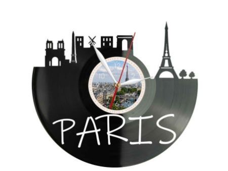 Paris Miasto Francja – Zegar ścienny z płyty winylowej 30x30 cm EVEVO W0090