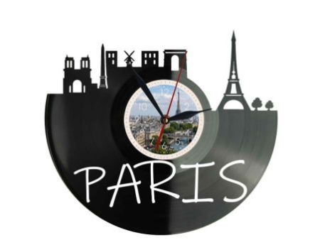 Paris Miasto Francja – Zegar ścienny z płyty winylowej 30x30 cm EVEVO W0090
